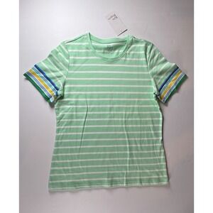 NWT Kim Rogers "Perfectly Soft" Women's Small Mint Striped Short‎ Sleeve T-shirt